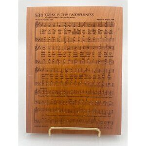 Carved Cherry Wood "Great Is Thy Faithfulness" Wall Plaque With Metal Hanger